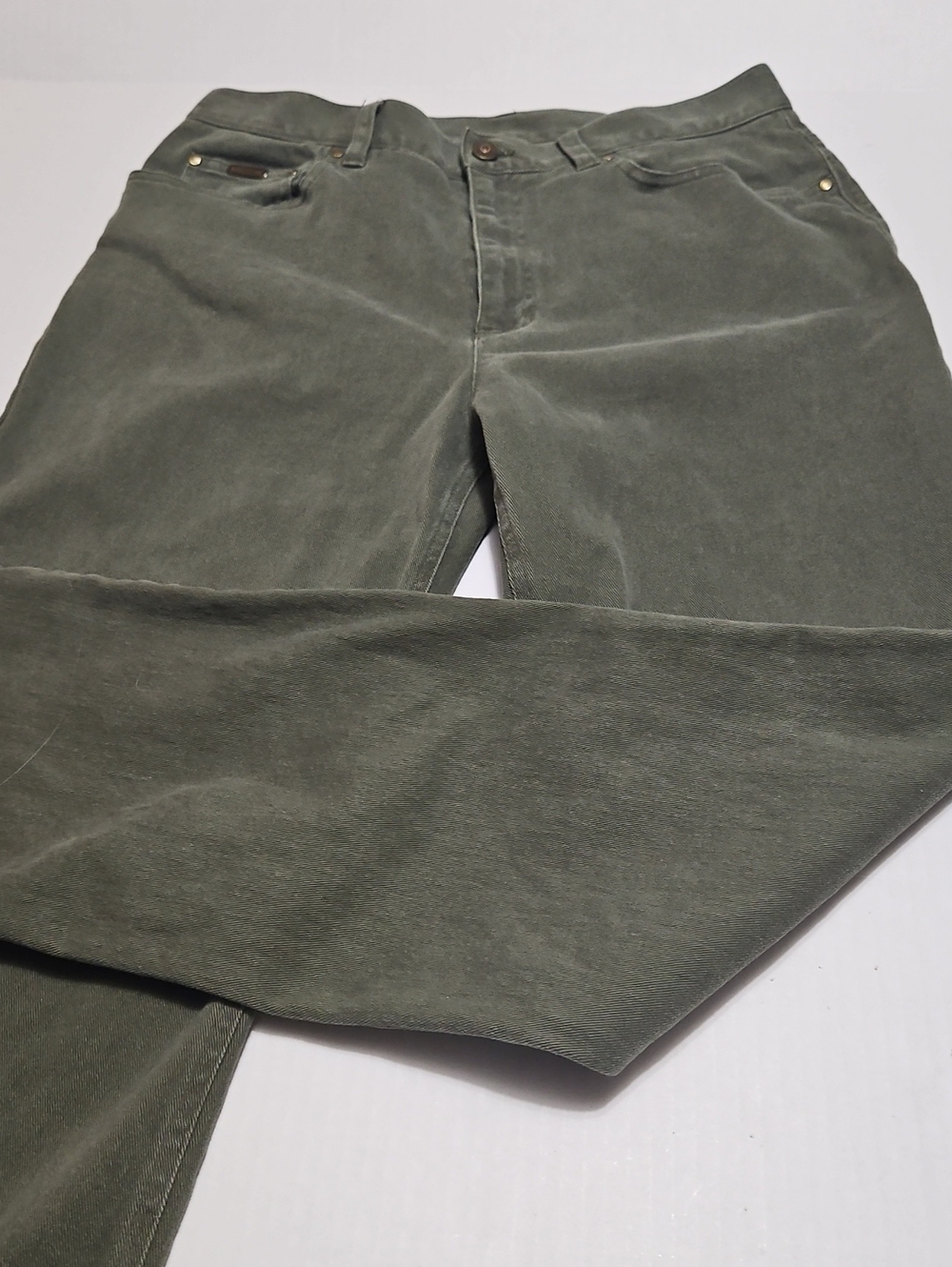 Lauren Jean Co Women's Dark Olive Green Straight Leg Jeans Pants Size 12 - Picture 9 of 13